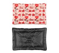 Hightopup Red Love Heart Dog Bed, Dog Mat Mattress for Crate Non Slip Bottom Comfort Bed Chew Proof Multi Scenario Furniture Gift Printed Crate 60 X 45 cm