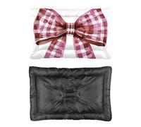 Hightopup Red Plaid Bow Dog Car Bed Non Slip Bottom Dog Portable Mat Crate Bed Waterproof Pet Accessories Multi Scenario Multi Model Pet Cat Gift Printed Travel Mat 36× 24 Inch