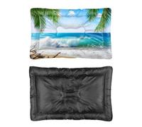 Hightopup Sandy Beach Dog Bed, Dog Crate Crate Mat Non Slip Bottom Fluffy Bed Settle Mat for Multi Scenario Large Furniture Gift Printed Beds 90 X 60 cm