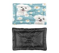 Hightopup Sky Blue Puppy and Daisies Dog Bed, Dog Crate Outdoor Bed Non Slip Bottom Soft Crate Medium Washable Multi Scenario Pet Bedding Gift Printed Cat Beds 90 x 60 cm
