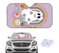 Hightopup Smiling Face Car Windscreen Cover Sunshades, Frost Window Screen Cover for Winter, Car Accessories Windscreen Protector Gifts Screen Protector Windshield for Suv Van (145× 80 cm)