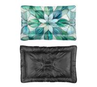 Hightopup Teal Blue Stained Glass Mandala Dog Bed, Dog Crate Bed for Car Boot Non Slip Bottom Comfort Washable Multi Scenario Large Furniture Gift Printed Pet 60 X 45 cm