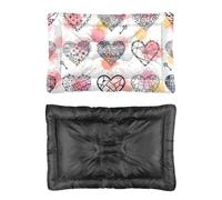 Hightopup Valentine Line Heart Dog Bed, Dog Beds Rug Non Slip Bottom Flat Bed Large Washable Multi Scenario Furniture Gift Printed Small 90 x 60 cm