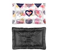 Hightopup Valentine Line Heart Dog Bed, Dog Crate Bed Cushion Non Slip Bottom Cosy Waterproof Multi Scenario Large Furniture Gift Printed Dogs Large Beds 90 x 60 cm