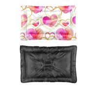 Hightopup Valentine Pink Heart Dog Bed, Cat Beds Crate Mat Non Slip Bottom Soft Dog Crate Bed Washable Multi Scenario Pet Bedding Gift Printed Dogs Beds Medium 90 x 60 cm