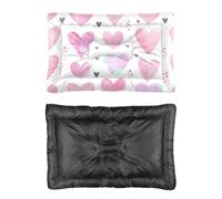 Hightopup Valentine Pink Heart Dog Bed, Cat Beds Dog Bed Mat Non Slip Bottom Warm Washable Multi Scenario Pet Bedding Gift Printed Medium Crate 60 X 45 cm