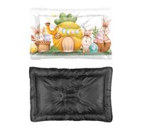 Hightopup Watercolor Happy Easter Rabbit Eggs Dog Bed, Cat Beds Dog Crate Liner Non Slip Bottom Tough Bed Waterproof Multi Scenario Large Furniture Gift Printed Puppy Beds 60 X 45 cm