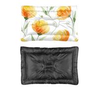 Hightopup Watercolour Yellow Flower Dog Bed, Cat Beds Dog Travel Mat Non Slip Bottom Warm Bed Medium Washable Multi Scenario Pet Bedding Gift Printed Mattress 90 x 60 cm