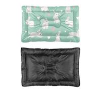 Hightopup White Rabbit Love Green Dog Bed, Dog Crate Bed Liner Non Slip Bottom Tough Washable Multi Scenario Pet Bedding Gift Printed Xl 90 x 60 cm