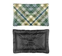 Hightopup Yellow Green Plaid Dog Bed, Dog Mattress Rug Non Slip Bottom Flat Bed Warm for Winter Multi Scenario Large Furniture Gift Printed Crate 90 x 60 cm