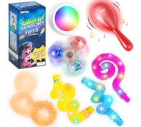 Highttoy 7Pcs Light Up Sensory Toys for Kids, Sensory Lights for Autism | 7Pcs Light Up Sensory Toys Combine Pressing,Rolling,Shaking,Stretching,Twisting & Spinning,Stress Relief Toys for Kids Age 4+