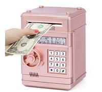 Highttoy ATM Electronic Password Piggy Bank for Kids Age 3+, Rose Gold
