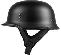 HIGHWAY 21 9-Millimeter German Beanie Helmet, Half Shell Motorcycle Gear, Black Safety Head Cover, Dual D-Ring Chinstrap