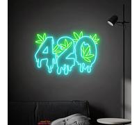 Highway 420 Green Cannabis Leaf LED Neon Sign for Wall Decor USB Adjustable Brightness Living Room Bars Pub Club Gatherings Art Wall Decor