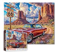 Highway Car Jigsaw Puzzles 1000 Pieces for Adults Route 66 Vintage Car Puzzle for Adults Desert Puzzles Game Toys Gift and Home Wall Decoration