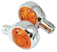 Highway Hawk Chrome Bullseye Bar End Turn Signals/Indicators (Pair) - Fit 7/8" (22mm) Handlebars