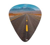 Highway Road in Desert Landscape Print Guitar Picks, 12 Pcs Guitar Plectrums Celluloid Pick Classical Triangle Picks for Acoustic, Electric, Bass Guitar including 0.46mm 0.71mm 0.96mm