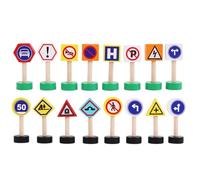 Highway Safety Playset - Timber Warning Signal, Pedestrian Way with Painted Icon, Station for Logic, Classroom Resource, Vibrant Handheld Urban Infrastructure Nursery School