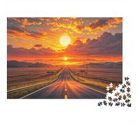 Highway Sunset Puzzle for Adults 1000 Piece Recycled road 66 Puzzles for Elderly Impossible Hard Difficult Challenging Great Gift Idea for Women 70x50cm/1000pcs