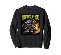 Highway to the 19th Hole Golf Cart Flaming Skull Golfing Sweatshirt