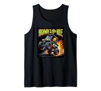 Highway to the 19th Hole Golf Cart Flaming Skull Golfing Tank Top
