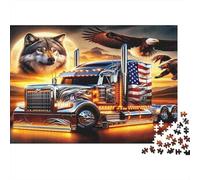 Highway USA Truck 1000 piece jigsaw paper puzzle Wolf Eagle art puzzle for adults educational stress relief wall decor 52x38cm/1000pcs