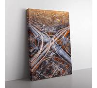 Highways Of Los Angeles Painting Modern Canvas Wall Art Print Ready to Hang, Framed Picture for Living Room Bedroom Home Office Décor, 50x35 cm (20x14 Inch)
