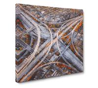 Highways of Los Angeles Painting Modern Canvas Wall Art Print Ready to Hang, Framed Picture for Living Room Bedroom Home Office Décor, 20x20 Inch (50x50 cm)