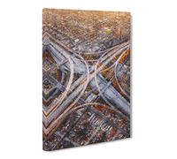 Highways Of Los Angeles Painting Modern Canvas Wall Art Print Ready to Hang, Framed Picture for Living Room Bedroom Home Office Décor, 30x20 Inch (76x50 cm)