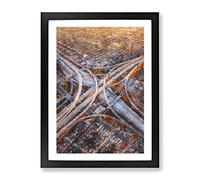 Highways Of Los Angeles Painting Modern Framed Wall Art Print, Ready to Hang Picture for Living Room Bedroom Home Office Décor, Black A4 (34 x 25 cm)