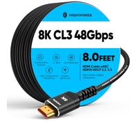 Highwings 10K 8K HDMI Cable 2.5M/8FT,CL3 Rated HDMI Cable,Ultra High Speed | In-Wall CL3 Rated, 8K@60Hz 4K@120Hz Video, 48Gbps, HDMI Lead eARC HDR10 HDCP 2.2/2.3, Compatible Laptop/PC/HDTV/Projectors