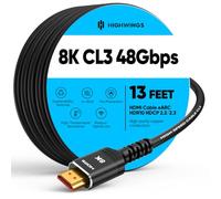 Highwings 10K 8K Long HDMI Cable 4M/13FT,CL3 Rated, Ultra High Speed | In-Wall CL3 Rated, 8K@60Hz 4K@120Hz Video, 48Gbps, HDMI Lead eARC HDR10 HDCP 2.2/2.3, Compatible Laptop/PC/HDTV/Projectors
