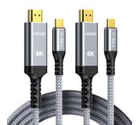 Highwings USB C to HDMI Cable 1.8m 4K@60Hz 2Pack, UHD Thunderbolt 3/4 to HDMI Cable[Anti-Interference] Compatible for iPhone 16/15 Pro, for MacBook Pro/Air, for Surface, for XPS, for Galaxy etc