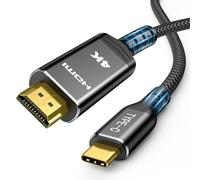 Highwings USB C to HDMI Cable 1.8m Black,4K@60Hz UHDThunderbolt 3 to HDMI Cable[Anti-Interference][Gold-Plated] Compatible for iPhone 16/15 Pro, for MacBook Pro/Air, for Surface, for Galaxy S10/S9 etc