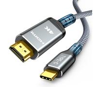 Highwings USB C to HDMI Cable 4K 0.2 m, USB Type C to HDMI Cable UHD Thunderbolt 3 for MacBook Pro/Air, for iPad Pro/Air, for Surface Book 2, for Dell XPS, for Galaxy S10/S9 etc. - Grey