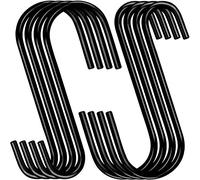 HiGift 8 Pack 6 Inches S Hooks for Hanging Plant Heavy Duty, Thick Wire Steel Large Black S Shaped Hook Hanger for Hanging Plants, Bird Feeders, Garden Tools,Ladder, Pool Equipment Tools,Kitchenware