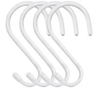 HiGift Set of 4 Large S Hooks with Vinyl Coating - 6 Inches - Heavy Duty - S Shaped - for Hanging Plants, Clothes, Jeans, Pots, Towels - White