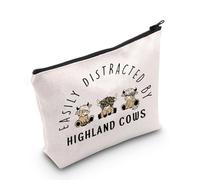 Higland Cow Gift Scottish Highland Cow Gift Easily Disdracted by Highland Cows Makeup Bag Scottish Cattle Gift (by Highland Cows Bag EU)