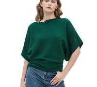 HIGO FASHION Womens Oversized Short Batwing Sleeve Boat Neck Sweater Vest Fall Sleeveless Pullover Knit Sweaters, Green, One size