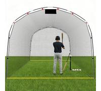 HIGOOD Baseball Batting Cage for Backyard: 13x10x8FT Heavy Duty Training Net with Fiberglass Poles & PE Netting - Portable Collapsible Hitting Tunnel for Home Park Use by Youth Players Coaches
