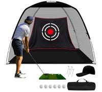 HIGOOD Golf Practice Net for Backyard with Tri-Turf Mat & Target - 12x7FT Heavy Duty Hitting Net for Driving Chipping Swing Training - All-in-One Indoor Outdoor System, Gift for Men Dad Him Golfer