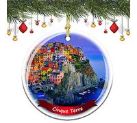 Higoss Cinque Terre Italy Christmas Ornament Porcelain Double-Sided Ceramic Ornament,3 Inches