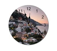 Higoss Kitchen Wall Clock - Home Decorative Wall Clocks Silent Non-Ticking, Modern Natural Scenery, 10 Inch for Bedroom Office - Italian Village On The Beautiful Mediterranean Amalfi Coast