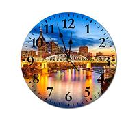 HIGOSS Nashville Tennessee-8 Wall Clock Silent Non Ticking Round Home Decor Wall Clock Round Easy to Read for Home Office School Clock, 10 Inch