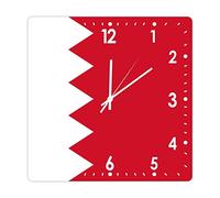 Higoss Square Clock In Bahrain Flag 12 Inch Silent Non-Ticking PVC Wall Clocks Battery Operated, Decorative Square Clock, Vintage Rustic Gift for Kitchen, Living Room, Bedroom, Farmhouse