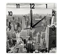 Higoss Square Wall Clock Empire State Building New York City Silent Non-Ticking Clock 12 Inch, Battery Operated Accurate Landscape/Cityscape Farmhouse/Home/Office Decor