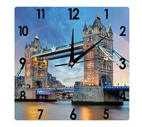 Higoss Square Wall Clock London Tower Bridge Silent Non-Ticking Clock 12 Inch, Battery Operated Accurate Landscape/Cityscape Farmhouse/Home/Office Decor
