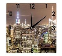 Higoss Square Wall Clock New York City New York Skyline Silent Non-Ticking Clock 12 Inch, Battery Operated Accurate Landscape/Cityscape Farmhouse/Home/Office Decor