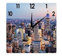 HIGOSS Square Wall Clock New York City Silent Non-Ticking Clock 12 Inch, Battery Operated Accurate Landscape/Cityscape Farmhouse/Home/Office Decor