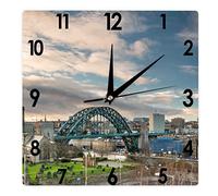 HIGOSS Square Wall Clock The Newcastle Skyline Newcastle Skyline Silent Non-Ticking Clock 12 Inch, Battery Operated Accurate Landscape/Cityscape Farmhouse/Home/Office Decor